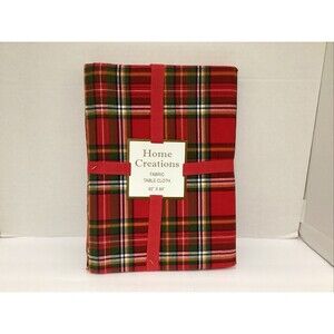 red and green tartan plaid tablecloth 100% cotton fabric 60”x84”  Christmas NEW